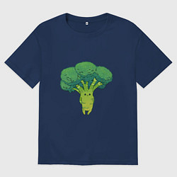 Футболка оверсайз мужская Симпатичный брокколи, цвет: тёмно-синий