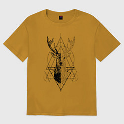 Футболка оверсайз мужская Polygonal deer, цвет: горчичный