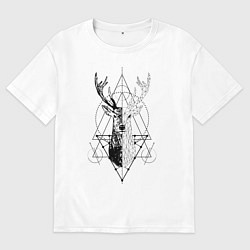 Футболка оверсайз мужская Polygonal deer, цвет: белый
