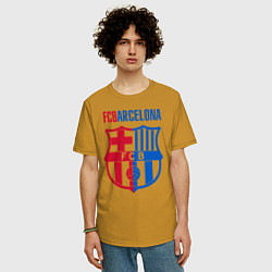 Футболка оверсайз мужская Barcelona FC, цвет: горчичный — фото 2