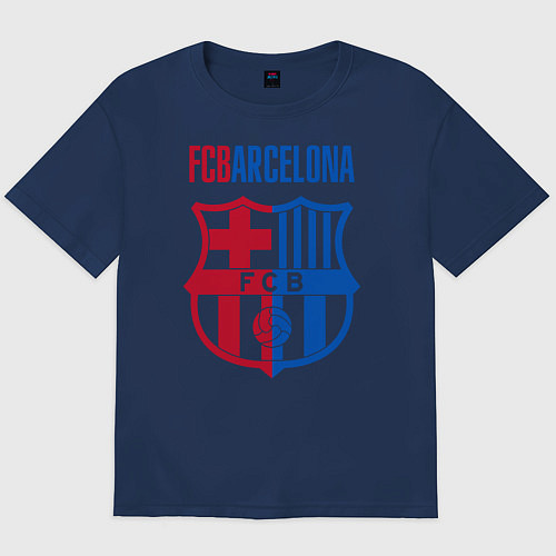 Мужская футболка оверсайз Barcelona FC / Тёмно-синий – фото 1