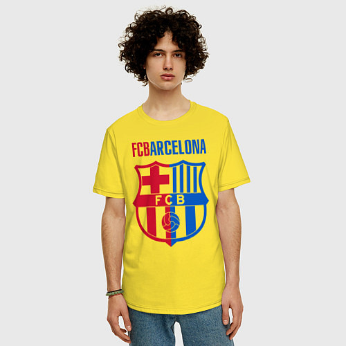 Мужская футболка оверсайз Barcelona FC / Желтый – фото 3