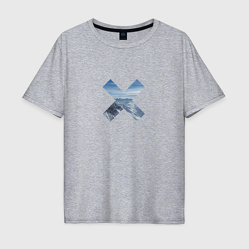 Мужская футболка оверсайз Snowy mountains / Меланж – фото 1