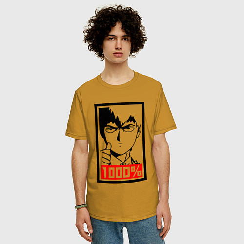 Мужская футболка оверсайз Mob psycho 100 Z / Горчичный – фото 3