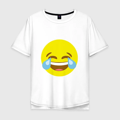 Мужская футболка оверсайз Эмоджи смех / Белый – фото 1
