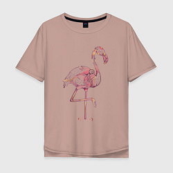 Футболка оверсайз мужская Узорчатый фламинго, цвет: пыльно-розовый