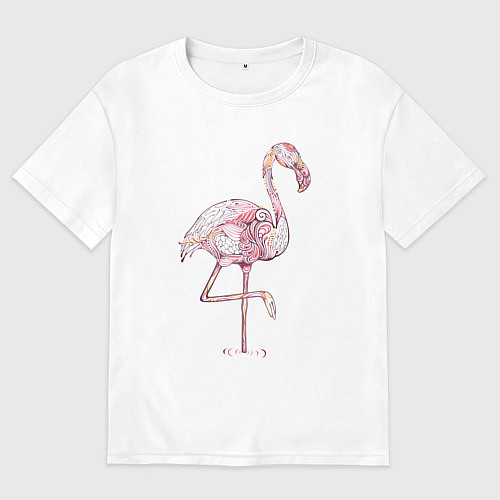 Мужская футболка оверсайз Узорчатый фламинго / Белый – фото 1