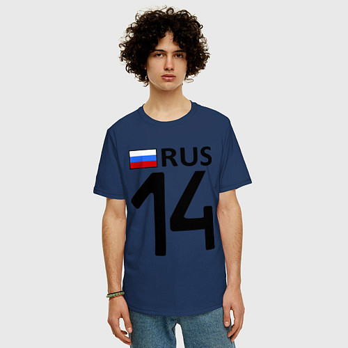 Мужская футболка оверсайз RUS 14 / Тёмно-синий – фото 3