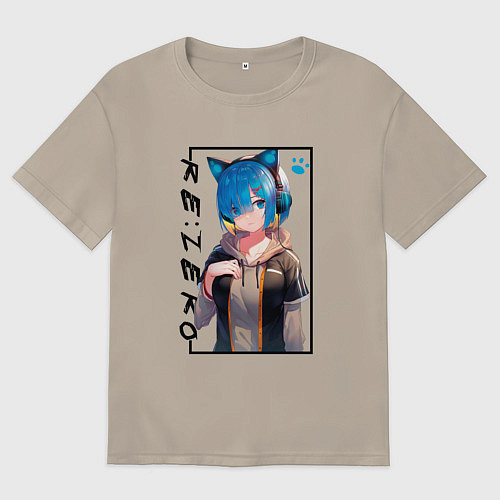 Мужская футболка оверсайз Рэм Re: Жизнь с нуля в альтернативном мире / Миндальный – фото 1