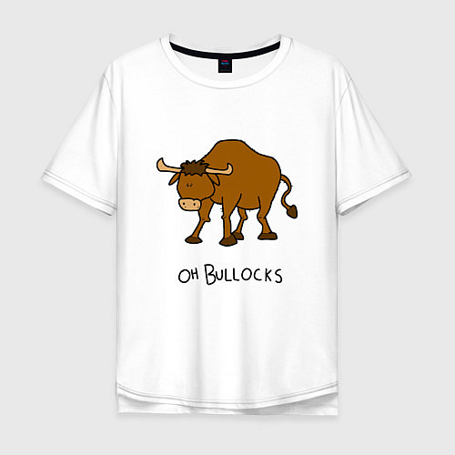 Мужская футболка оверсайз Oh Bullocks / Белый – фото 1