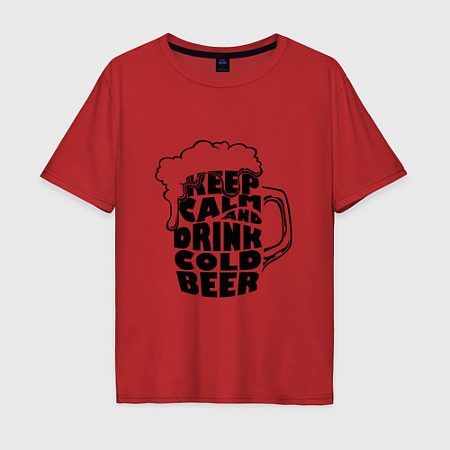 Мужская футболка оверсайз Любитель пива / Красный – фото 1