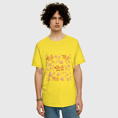 Мужская футболка оверсайз Имбирные пряники / Желтый – фото 3