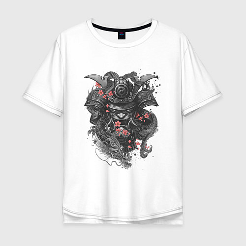 Мужская футболка оверсайз Воин дракона / Белый – фото 1