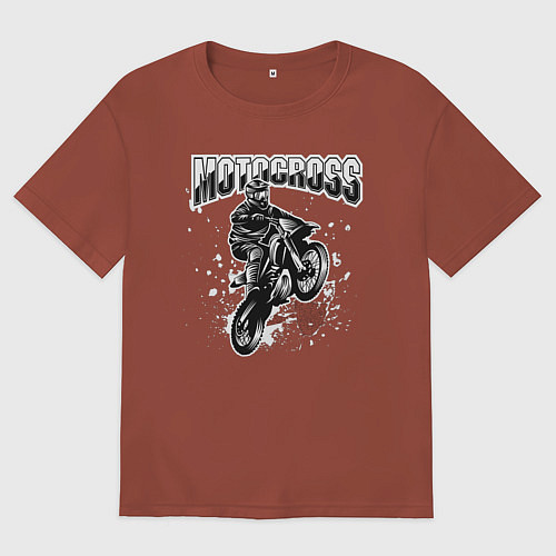 Мужская футболка оверсайз Мотокросс / Кирпичный – фото 1
