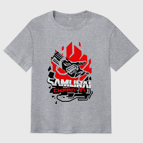 Мужская футболка оверсайз CYBERPUNK 2077 SAMURAI / Меланж – фото 1