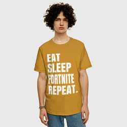 Футболка оверсайз мужская EAT SLEEP FORTNITE REPEAT, цвет: горчичный — фото 2