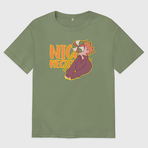 Мужская футболка оверсайз Nice recieve / Авокадо – фото 1