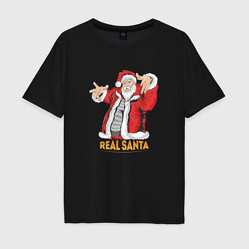 Мужская футболка оверсайз ReaL SANTA / Черный – фото 1