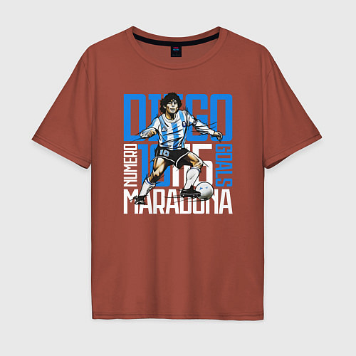 Мужская футболка оверсайз 10 Diego Maradona / Кирпичный – фото 1