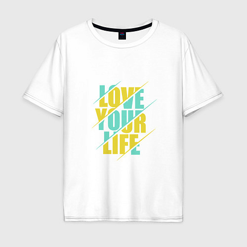 Мужская футболка оверсайз Люби свою жизнь / Белый – фото 1