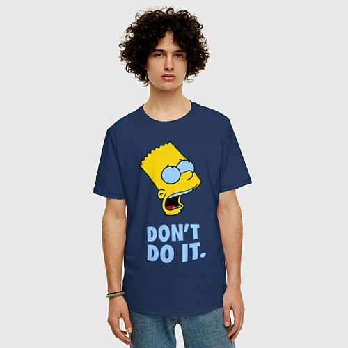 Мужская футболка оверсайз Don't do it / Тёмно-синий – фото 3