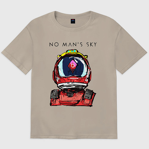 Мужская футболка оверсайз NO MANS SKY / Миндальный – фото 1