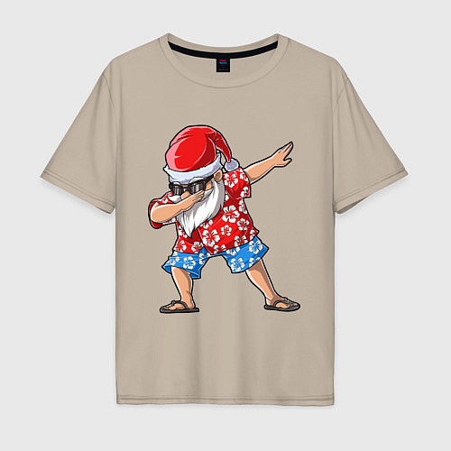 Мужская футболка оверсайз Santa Dab / Миндальный – фото 1