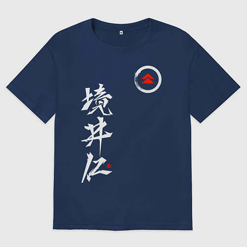 Мужская футболка оверсайз Ghost of Tsushima / Тёмно-синий – фото 1