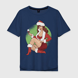 Мужская футболка оверсайз Pin Up Girl Christmas