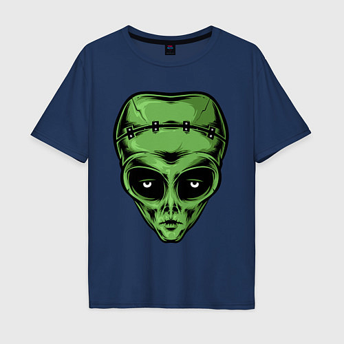 Мужская футболка оверсайз Alien Frankenstein / Тёмно-синий – фото 1
