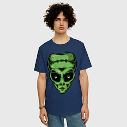 Футболка оверсайз мужская Alien Frankenstein, цвет: тёмно-синий — фото 2