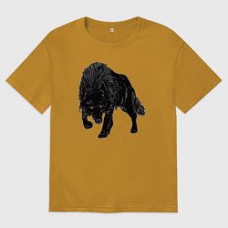 Футболка оверсайз мужская Черный Волк, цвет: горчичный