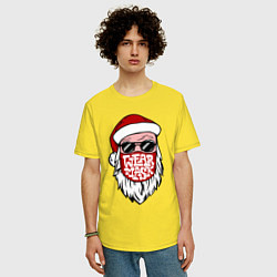 Футболка оверсайз мужская Санта в маске, цвет: желтый — фото 2