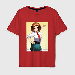 Футболка оверсайз мужская Ochako Uraraka, цвет: красный