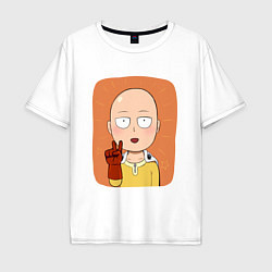 Футболка оверсайз мужская Сайтама One Punch Man, цвет: белый
