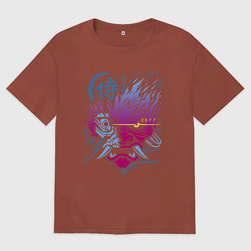 Мужская футболка оверсайз Cyberpunk 2077 Геометрия / Кирпичный – фото 1