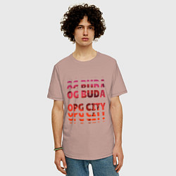Футболка оверсайз мужская OG Buda OPG City Strobe Effect, цвет: пыльно-розовый — фото 2
