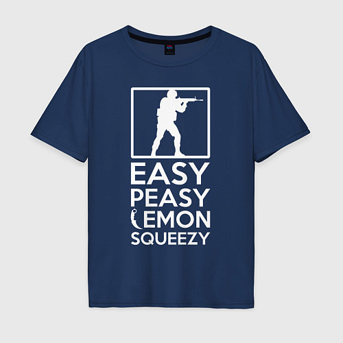 Мужская футболка оверсайз Изи пизи лемон сквизи CS GO / Тёмно-синий – фото 1