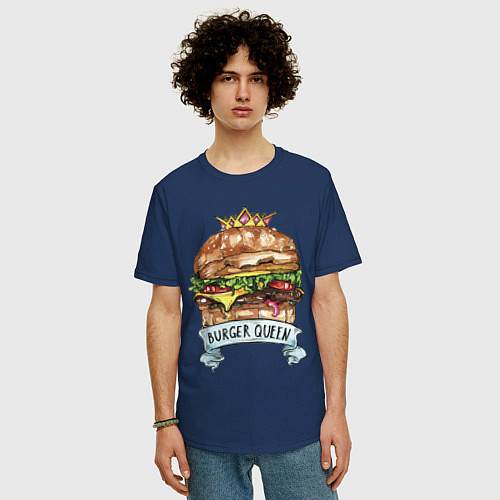 Мужская футболка оверсайз Burger queen / Тёмно-синий – фото 3