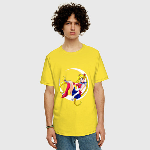 Мужская футболка оверсайз Sailor Moon / Желтый – фото 3