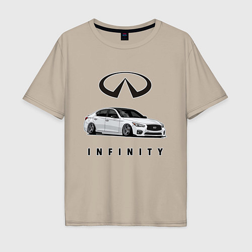 Мужская футболка оверсайз Infinfity Car / Миндальный – фото 1