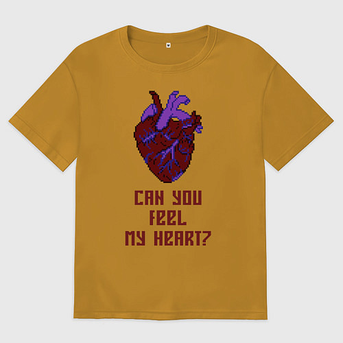 Мужская футболка оверсайз Bring Me The Horizon 2D Сердце / Горчичный – фото 1