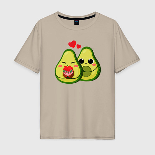 Мужская футболка оверсайз Семья авокадо / Миндальный – фото 1