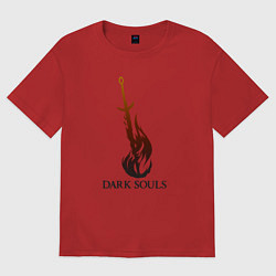 Футболка оверсайз мужская Dark Souls - Bonfire, цвет: красный