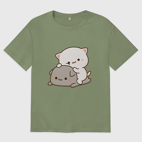 Мужская футболка оверсайз Милые котики / Авокадо – фото 1