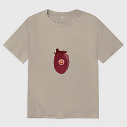 Футболка оверсайз мужская Сердце видит, цвет: миндальный