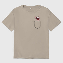 Мужская футболка оверсайз ПОП карманный КОТ