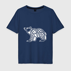 Футболка оверсайз мужская Скандинавский медведь белый, цвет: тёмно-синий