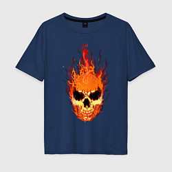 Мужская футболка оверсайз Fire flame skull