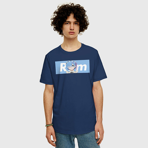 Мужская футболка оверсайз Рем / Тёмно-синий – фото 3